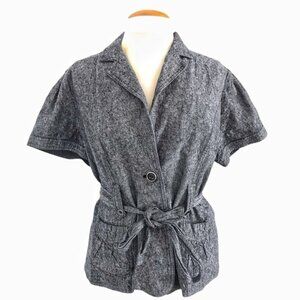 Tribal belted linen cotton blend blazer Sz 2